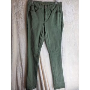 SEVEN7 Women Olive Green Skinny Leg Twill Pants Size 14 Casual Workwear